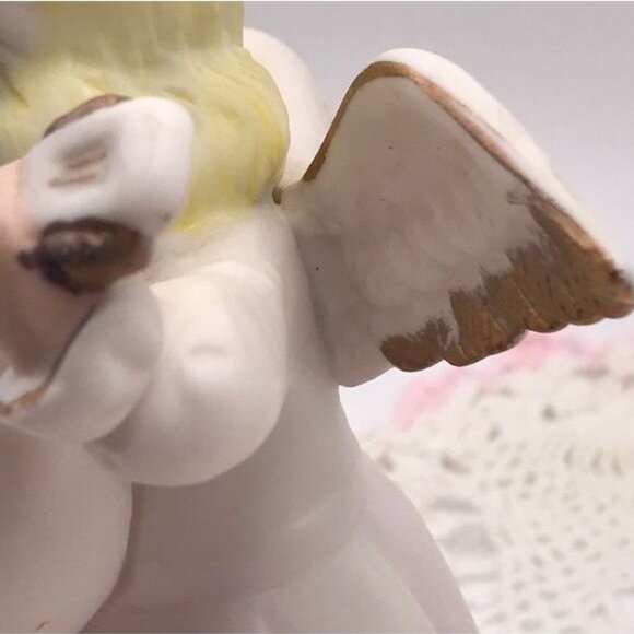 Vintage Porcelain Bisque Angel Night Light Lamp Pink 7 in - Picture 14 of 15